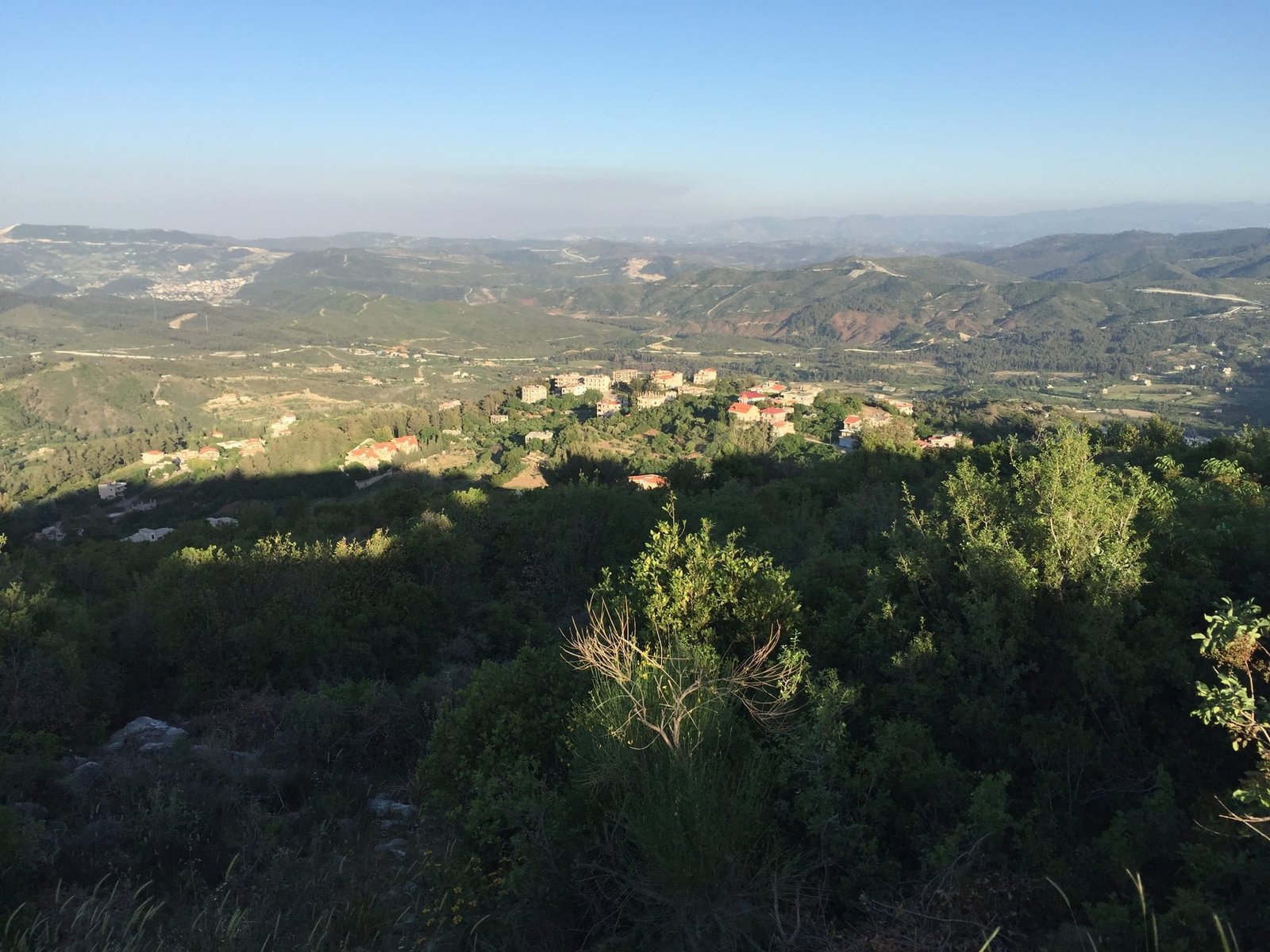 The western outlook across the valley, late afternoon in spring.